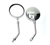 UTLODY Espejos de Motocicleta for Espejos universales 10 mm - Vidrio Convexo Redondo Vástagos Cortos y Largos Espejo Extremo Barra Scooter Negro/Cromado(Silver Long)