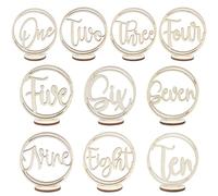 UTMACH 10 Piezas 1-10 Números de Mesa de Madera con Base de Soporte NúMeros Mesa Boda NúMero Números de Mesa de Boda Soporte de Mesa Base Soporte Números Madera para Bodas,Fiestas,Decoración de Mesas
