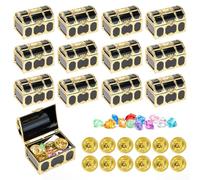 UTMACH 12 Piezas Mini Cofre Pirata Plástico,12 Gemas y 12 Monedas