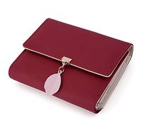 UTO Cartera de Mujer Monedero Corto Adorno Hoja Colgante Cartera Minimalista con Bolsillo de Cremallera para Monedas