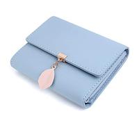 UTO Cartera de Mujer Monedero Corto Adorno Hoja Colgante Cartera Minimalista con Bolsillo de Cremallera para Monedas