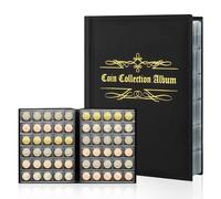 UTOCLEC Álbumes de Monedas de 480 Bolsillos, Album Monedas Coleccion, Album para Monedas, 16 páginas 3 cm 480 Bolsillos, Clasificador de Monedas (Negro)