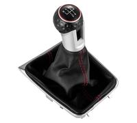 UTONGMU Pomo De Cambio De Marchas Para VW Para Golf 7 A7 MK7 Para GTI GTD 2013-2018 Palanca Cambios 5 6 Velocidades Pomo Cambio Marchas Funda Cuero LHD(Red Line,5 speed)