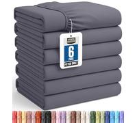 Utopia Bedding - 6 sábanas bajeras ajustables tamaño Twin (individual), microfibra cepillada suave, altura de solapa elevada, no encoge ni se decolora, cuidado fácil, gris