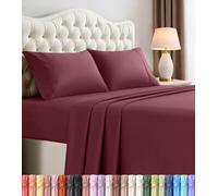 Utopia Bedding Bed Sheet Set - Juego de sábanas de 4 Piezas, Tela de Microfibra Suave cepillada, Resistente a la decoloración y al Encogimiento, Cuidado fácil (Reina, Burdeos)