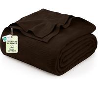 Utopia Bedding Brown 100% Cotton Blanket [Queen Size - 90x90 Inch] 350GSM Lightweight, Soft and Breathable Thermal Blanket for All Seasons