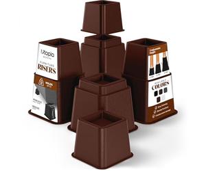 Utopia Bedding Elevadores Ajustables para Muebles de Cama (Juego de 8) - Elevación en Alturas 3, 5 u 8 Pulgadas Elevadores Resistentes para Sofá y Mesa - Soporta hasta 1.5 Libras - (Marrón Rojizo)