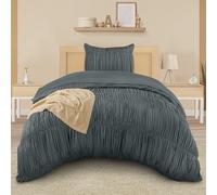 Utopia Bedding Fruncido Funda Nordica Cama 90 - Juego de Funda Nórdica de Microfibra Poliéster Fruncido 135x200 cm y 1 Funda de Almohada 80x80 cm (Gris)