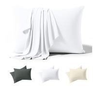 Utopia Bedding - Funda de Almohada de Jersey 40x80 cm, Juego de 2 - Oeko-Tex - Funda de Almohada de Mezcla de algodón con Cierre de sobre - Blanco (Cojín Interior no Incluido), Solo Funda de Almohada