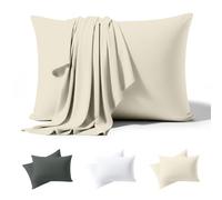 Utopia Bedding - Funda de Almohada de Jersey 40x80 cm, Juego de 2 - Oeko-Tex - Funda de Almohada de Mezcla de algodón con Cierre de sobre - Beige (Cojín Interior no Incluido), Solo Funda de Almohada