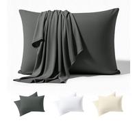 Utopia Bedding - Funda de Almohada de Jersey 50x70 cm, Juego de 2 - Oeko-Tex - Fundas de Almohada de Mezcla de algodón con Cierre de sobre - Gris (Cojín Interior no Incluido), Solo Fundas