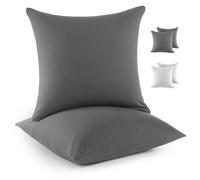 Utopia Bedding - Funda de Almohada de Jersey 80x80 cm, Juego de 2 - Oeko-Tex - Funda de Almohada de Mezcla de algodón con Cierre de sobre - Gris (Cojín Interior no Incluido), Solo Funda de Almohada