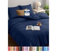 Utopia Bedding Funda Nordica 155 x 220 - Microfibra Juego de Funda de Edredon 155x220 cm y 2 Fundas de Almohada 80x80 cm (Azul Marino)