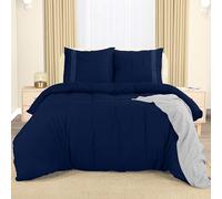 Utopia Bedding Funda Nordica 220 x 240 - Microfibra Juego de Funda Edredon 220x240 cm y 2 Bordado Fundas de Almohada 65x65 cm (Azul Marino)