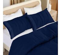 Utopia Bedding Funda Nordica Cama 105 - Microfibra Juego de Funda de Edredon 200x200 cm y 2 Bordado Fundas de Almohada 50x75 cm (Azul Marino)
