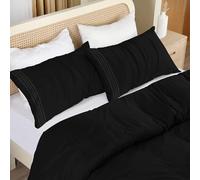 Utopia Bedding Funda Nordica Cama 105 - Microfibra Juego de Funda de Edredon 200x200 cm y 2 Bordado Fundas de Almohada 50x75 cm (Negro)