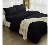 Utopia Bedding - Funda nordica Cama 135, Sabana Bajera 135x190 y Fundas Almohada (50x75cm) - Funda nordica 200x200 - Juego de Cama de Microfibra cepillada Suave (Negro)