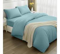 Utopia Bedding - Funda nordica Cama 135, Sabana Bajera 135x190 y Fundas Almohada (50x75cm) - Funda nordica 200x200 - Juego de Cama de Microfibra cepillada Suave (Azul SPA)