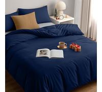 Utopia Bedding Funda Nordica Cama 150 - Microfibra Juego de Funda Edredon 230x220 cm y 2 Fundas de Almohada 50x75 cm (Azul Marino)