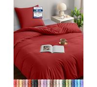 Utopia Bedding Funda Nordica Cama 90 135x200, Rojo | Funda Edredon 135x200 cm y 1 Funda de Almohada 80x80 cm, Microfibra, Certificado Oeko-TEX, Ideal para el hogar y los hoteles
