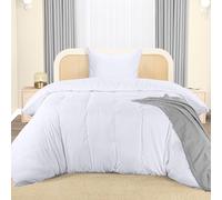 Utopia Bedding Funda Nordica Cama 90 - Microfibra Juego de Funda de Edredon 135x200 cm y 1 Bordado Funda de Almohada 80x80 cm (Blanco)
