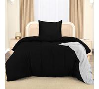 Utopia Bedding Funda Nordica Cama 90 - Microfibra Juego de Funda de Edredon 135x200 cm y 1 Bordado Funda de Almohada 80x80 cm (Negro)