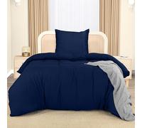 Utopia Bedding Funda Nordica Cama 90 - Microfibra Juego de Funda de Edredon 135x200 cm y 1 Bordado Funda de Almohada 80x80 cm (Azul Marino)
