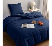 Utopia Bedding Funda Nordica Cama 90 - Microfibra Juego de Funda de Edredon 135x200 cm y 1 Funda de Almohada 80x80 cm (Azul Marino)