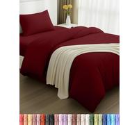 Utopia Bedding - Funda nordica Cama 90, Sabana Bajera 90x190 y Funda Almohada (50x75cm) - Funda edredon 135x200 - Juego de Cama de Microfibra cepillada Suave (Borgoña)