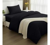 Utopia Bedding - Funda nordica Cama 90, Sabana Bajera 90x190 y Funda Almohada (50x75cm) - Funda edredon 135x200 - Juego de Cama de Microfibra cepillada Suave (Negro)