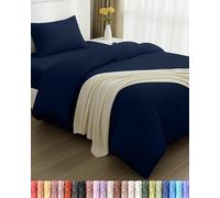 Utopia Bedding - Funda nordica Cama 90, Sabana Bajera 90x190 y Funda Almohada (50x75cm) - Funda edredon 135x200 - Juego de Cama de Microfibra cepillada Suave (Azul Marino)