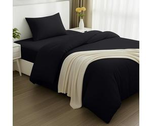 Utopia Bedding - Funda nordica Cama 90, Sabana Bajera 90x190 y Funda Almohada (50x75cm) - Funda edredon 135x200 - Juego de Cama de Microfibra cepillada Suave (Negro)