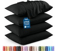 Utopia Bedding, Fundas de almohada de microfibra cepillada suave, con cierre de sobre, resistentes al encogimiento y a la decoloración, 4 unidades, 50 x 90 cm, Estándar, Negro