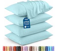 Utopia Bedding, Fundas de almohada de microfibra cepillada suave, con cierre de sobre, resistentes al encogimiento y a la decoloración, 4 unidades, 50 x 100 cm, King, Azul Spa