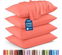 Utopia Bedding, Fundas de Almohada de Microfibra cepillada Suave, con Cierre de sobre, Resistentes al Encogimiento y a la decoloración, 4 Unidades, 50 x 100 cm, King, Coral