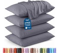 Utopia Bedding, Fundas de almohada de microfibra cepillada suave, con cierre de sobre, resistentes al encogimiento y a la decoloración, 4 unidades, 50 x 90 cm, Estándar, Gris
