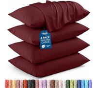 Utopia Bedding, Fundas de Almohada de Microfibra cepillada Suave, con Cierre de sobre, Resistentes al Encogimiento y a la decoloración, 4 Unidades, 50 x 100 cm, King, Borgoña