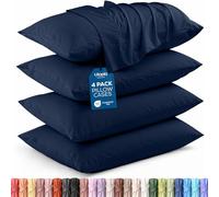 Utopia Bedding, Fundas de Almohada de Microfibra cepillada Suave, con Cierre de sobre, Resistentes al Encogimiento y a la decoloración, 4 Unidades, 50 x 100 cm, King, Azul Marino