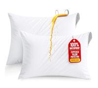 Utopia Bedding - Fundas de Almohada Impermeables, con Cremallera, Protectoras, antiácaros, tamaño estándar, 2 Unidades, Blancas, 50,8 x 66 cm