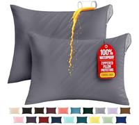 Utopia Bedding - Fundas de Almohada Impermeables, con Cremallera, Protectoras, antiácaros, tamaño King, 2 Unidades, Gris, 50,8 x 96,5 cm