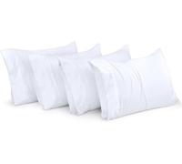 Utopia Bedding, Fundas de Almohada Tela de Microfibra cepillada Suave con Cierre de sobre, Resistentes al Encogimiento y a la decoloración, 4 Unidades, 50 x 75 cm, Queen, Blanco