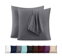 Utopia Bedding - Juego de 2 Fundas de Almohada - 60 x 60 cm - Oeko-Tex - Microfibra cepillada, 100% poliéster, con Cierre Tipo sobre (no Incluye Relleno), Solo Funda de Almohada - Gris
