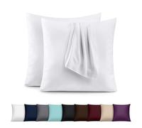 Utopia Bedding - Juego de 2 Fundas de Almohada - 60 x 60 cm - Oeko-Tex - Microfibra cepillada, 100% poliéster, con Cierre Tipo sobre (no Incluye Relleno), Solo Funda de Almohada - Blanco