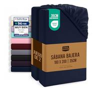 Utopia Bedding Juego de 2 Sabana Bajera 180x200 - Azul Marino - (Cama 180)