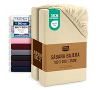 Utopia Bedding Juego de 2 Sabana Bajera 180x200 - Beige - Certificado Oeko Tex - Bolsillo Profundo - Microfibra Cepillada (Cama 180)