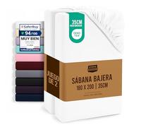 Utopia Bedding Juego de 2 Sabana Bajera 180x200 - Blanco - Certificado Oeko Tex - Bolsillo Profundo - Microfibra Cepillada (Cama 180)