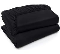 Utopia Bedding Juego de 2 Sabana Bajera - Full - Negro - Bolsillo Profundo - Microfibra Cepillada (Cama 180)