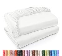 Utopia Bedding Juego de 2 Sabana Bajera - King - Blanco - Bolsillo Profundo - Microfibra Cepillada (Cama 180)