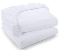 Utopia Bedding Juego de 2 Sabana Bajera - Queen - Blanco - Bolsillo Profundo - Microfibra Cepillada (Cama 180)