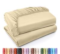 Utopia Bedding Juego de 2 Sabana Bajera - Twin - Beige - Bolsillo Profundo - Microfibra Cepillada (Cama 180)